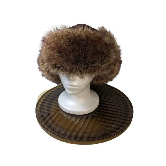 Concept One Accessories Brown Quilted Trapper Hat Faux Fur Aviator Bomber Cap - Picture 4 of 10
